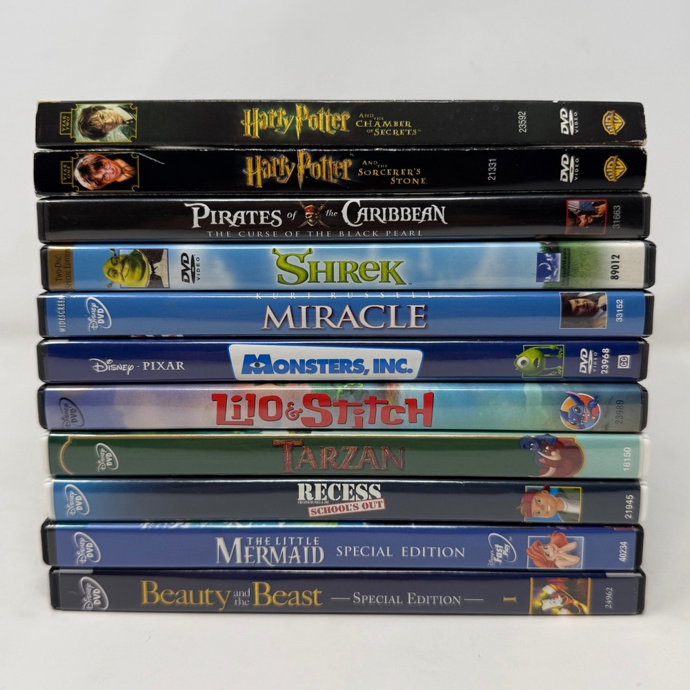 DVD Movie Lot 11 Pack Disney Harry Potter Shrek Pirates of the Caribbean Family